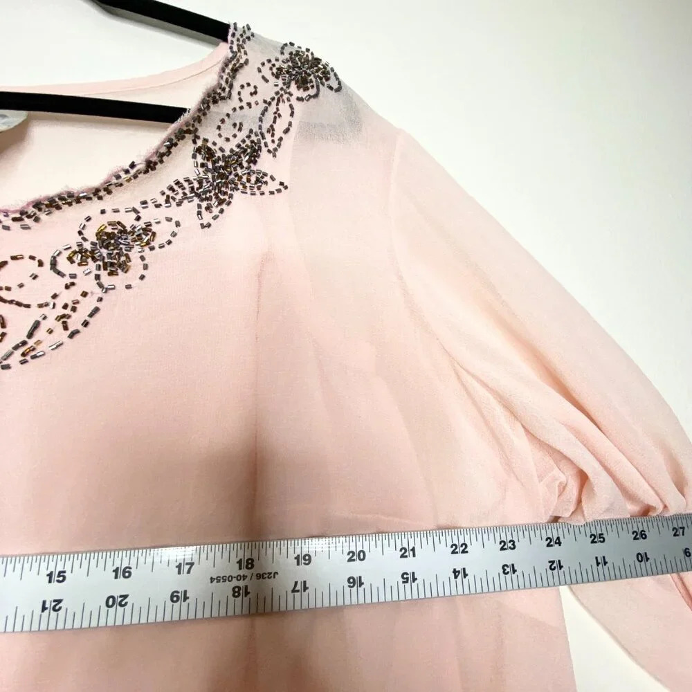 Women's Light Pink Embellished Tunic Top - Picture 13 of 13